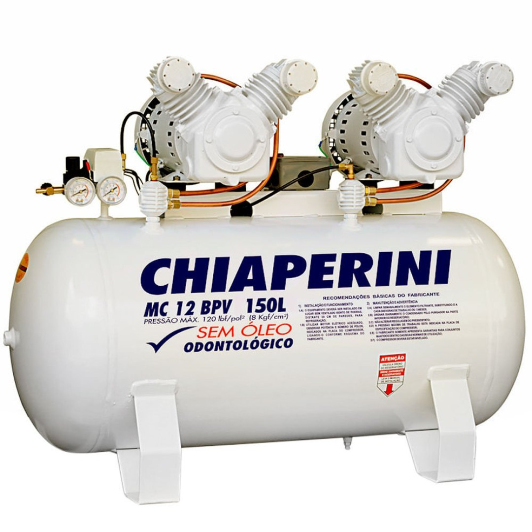 Motocompressor de Ar Isento de Óleo/Odontológico 4P 150L Bivolt - CHIAPERINI-784