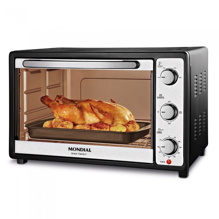 Forno Elétrico Mondial Grand Family II FR-52 Preto/Inox 52L