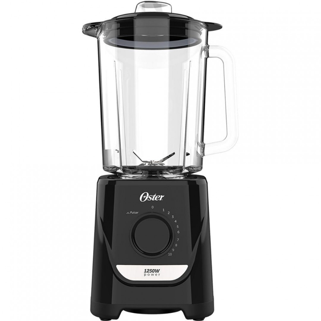Liquidificador Power Oster Preto Jarra de Vidro 2,2L 1250W 10 Velocidades OLIQ520