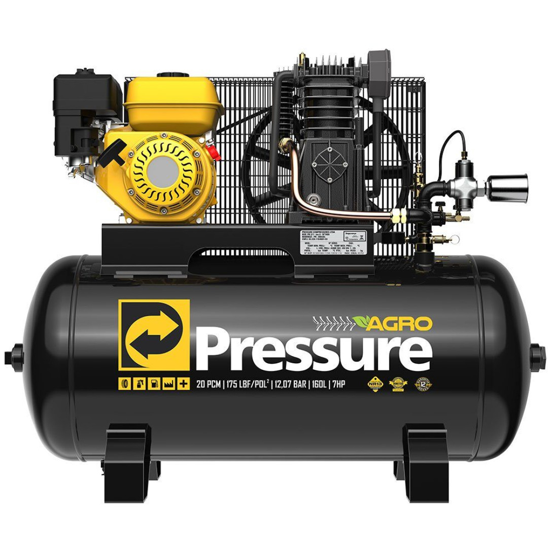 Compressor de Ar Agro a Gasolina 7HP 20 Pés 160 Litros 175PSI - PRESSURE-8975701353