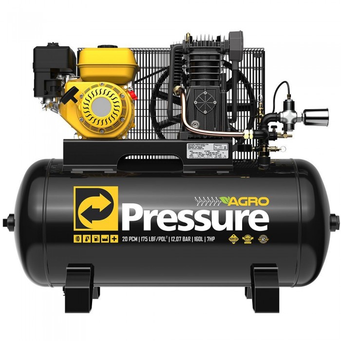 Compressor de Ar Agro a Gasolina 7HP 20 Pés 160 Litros 175PSI - PRESSURE-8975701353