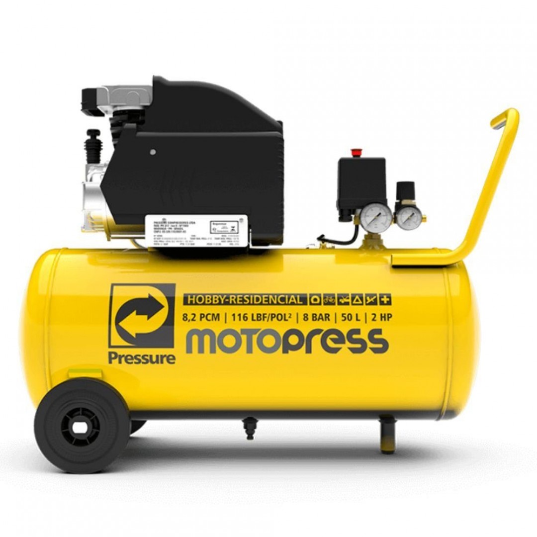 Motocompressor de Ar 8,2 Pés 2HP 50 Litros 116 PSI - PRESSURE-MOTO-PRESS-50L
