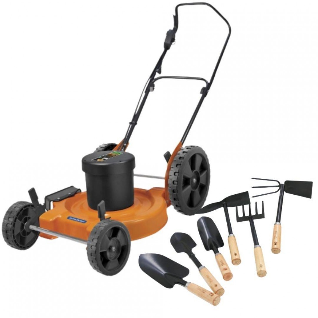Cortador de Grama Elétrico CE45M 450mm 2500W 220V com Chassi Metálico + Conjunto para Jardins e Vasos com 6 Peças - TRAMONTINA-7096