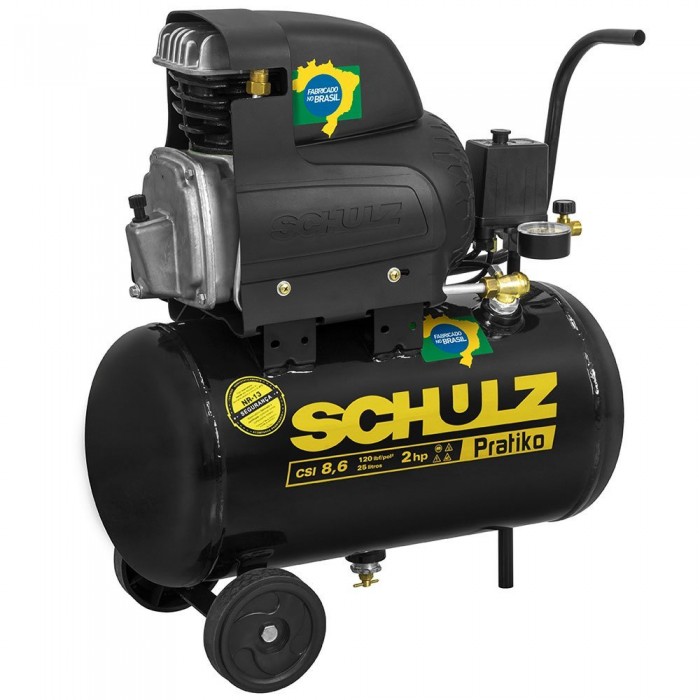 Motocompressor de Ar Portátil 2HP 25 Litros Monofásico com Roda - SCHULZ-915.0422
