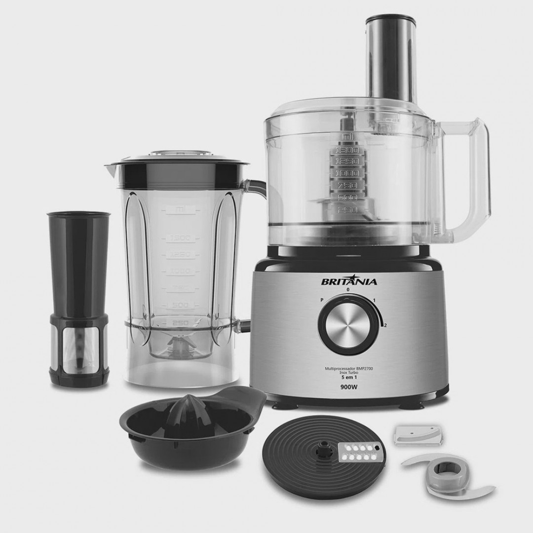 Multiprocessador Britânia BMP2700P 5 em 1 Inox Turbo 900W