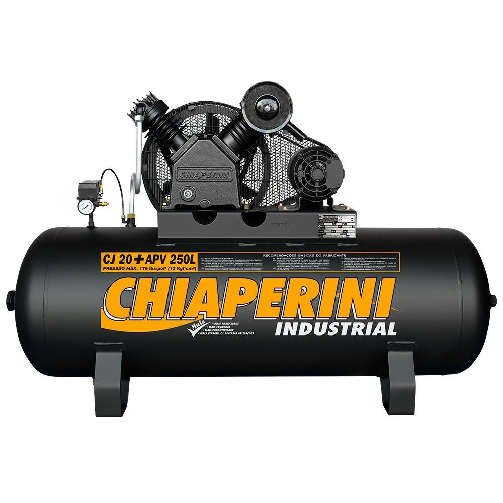 Compressor de Ar 20 Pés 250 Litros Trifásico Alta Pressão Industrial 20+APV 20/250L - CHIAPERINI-690