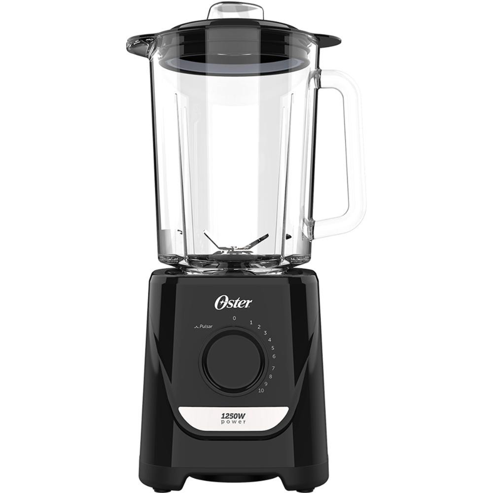 Liquidificador Power Oster Preto Jarra de Vidro 2,2L 1250W 10 Velocidades OLIQ520