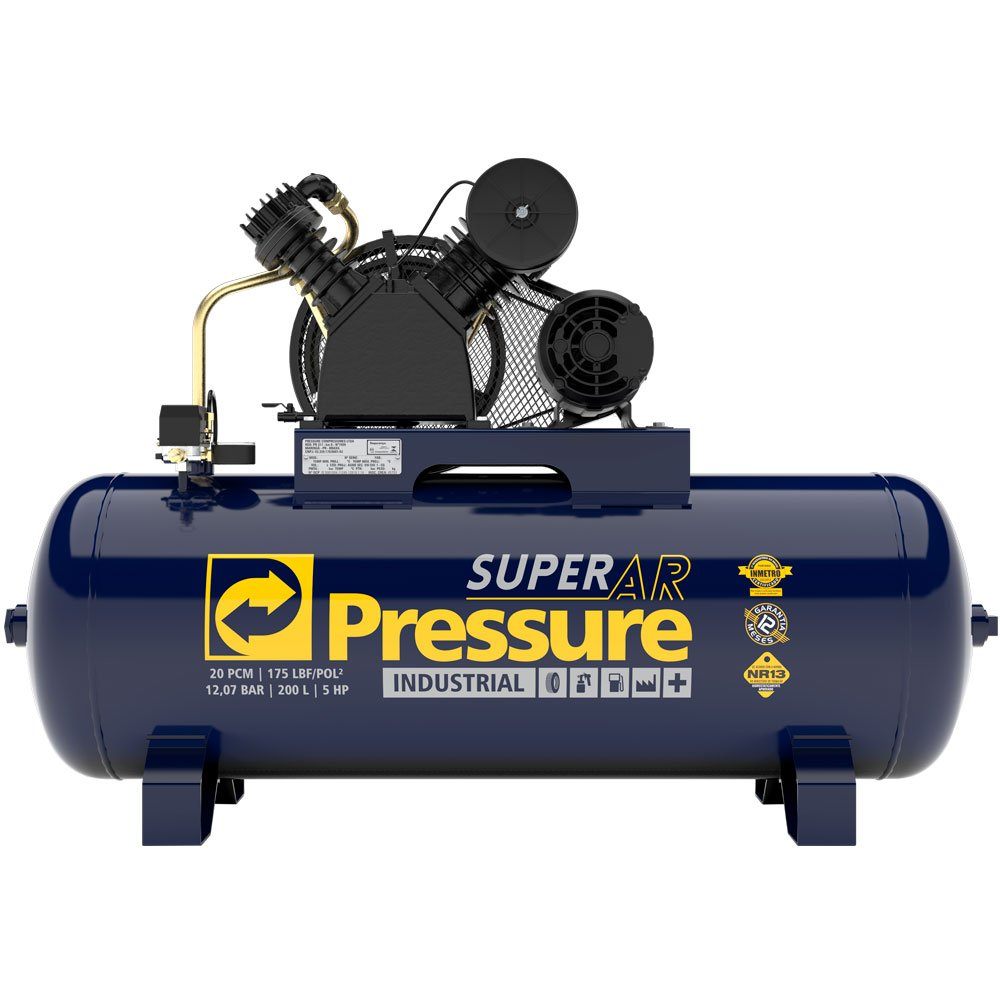 Compressor de Ar 20 Pés 175 PSI 200 Litros Monofásico 220V - PRESSURE-8975701061